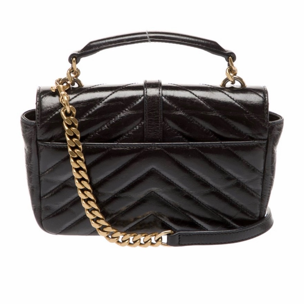 Saint Laurent YSL Chevron College Mini Top Handle Black Bag - Picture 4 of 5
